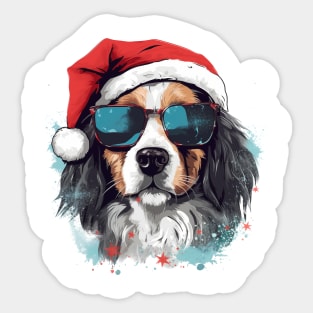 Magical Christmas Golden Retriever in the snow: cute four-legged friend with festive hat Sticker